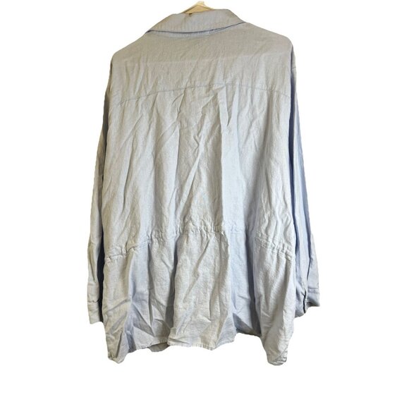 DKNY Side Stitch Denim Twill Drawcord Shacket Shirt Island Wash Plus Size 3X - Picture 4 of 7